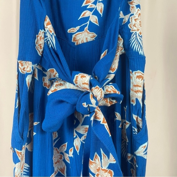 Roxy XS Wheel And Palms Belted Wide Leg Floral Jumpsuit Mykonos Tropical Boho - Picture 7 of 12